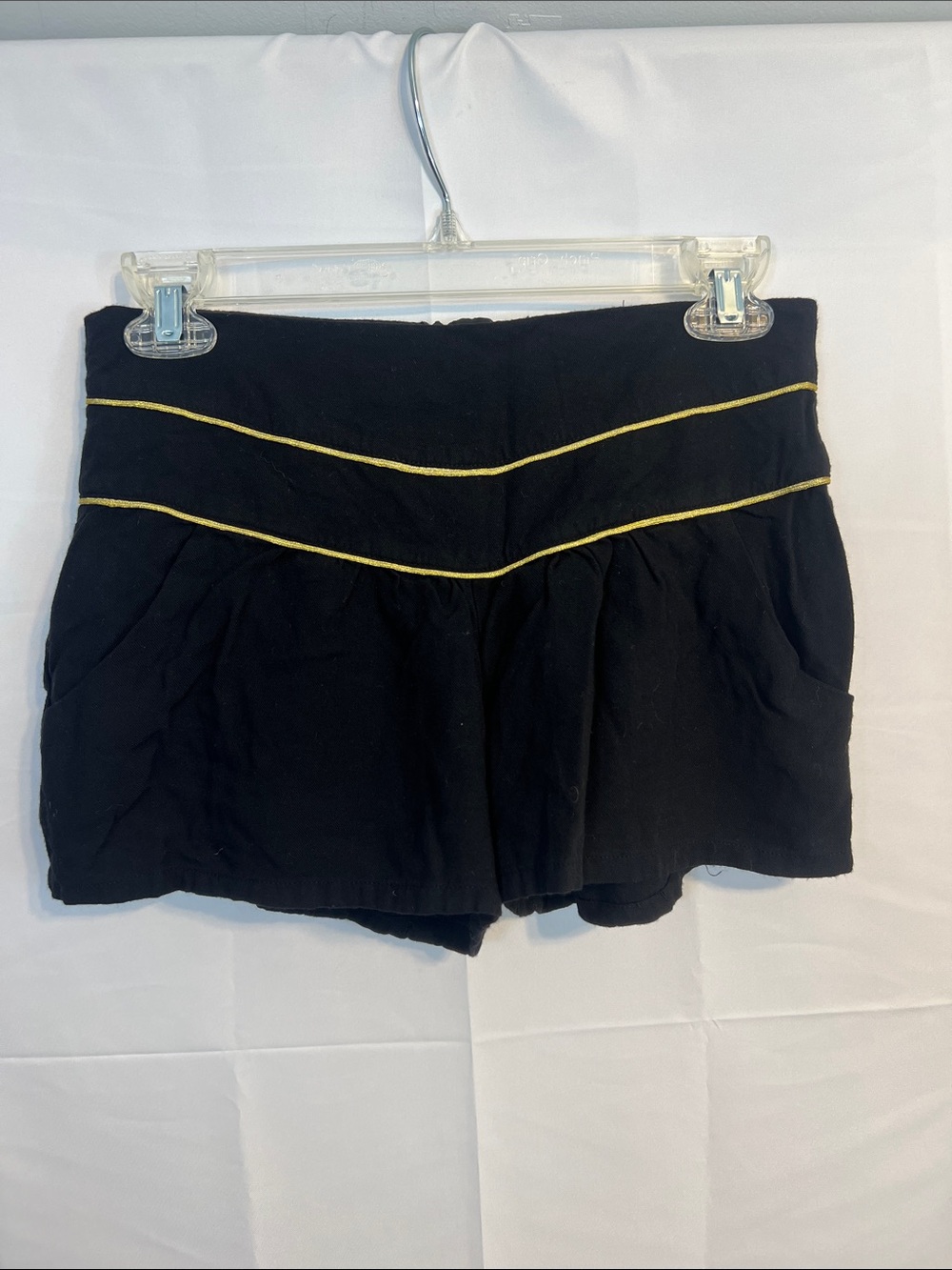Y2K Lucca Couture Black High-Waist Shorts with Gold Piping